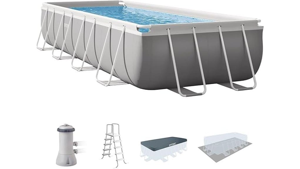inflatable rectangular metal framed pool
